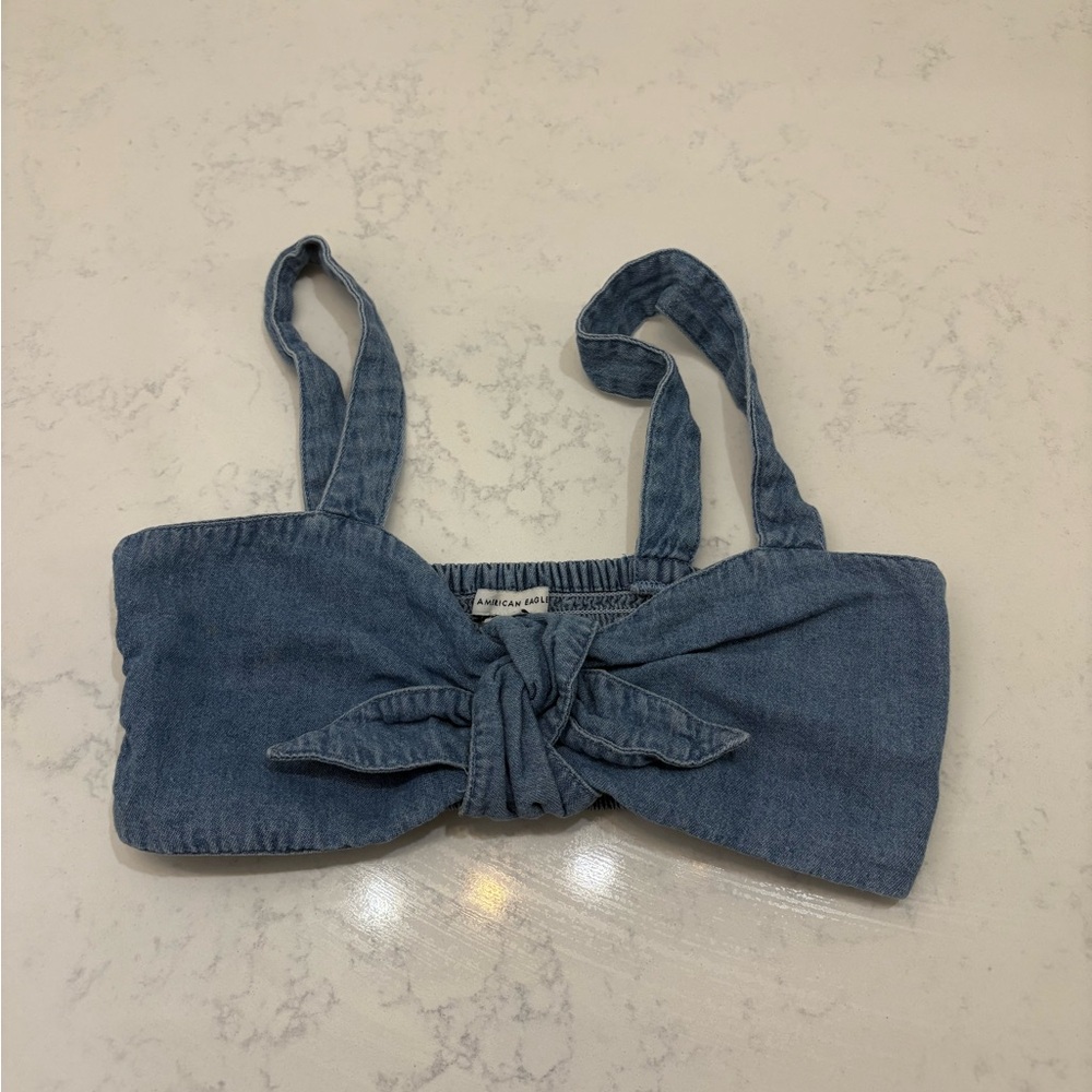 American Eagle Outfitters Blue Denim Crop Top